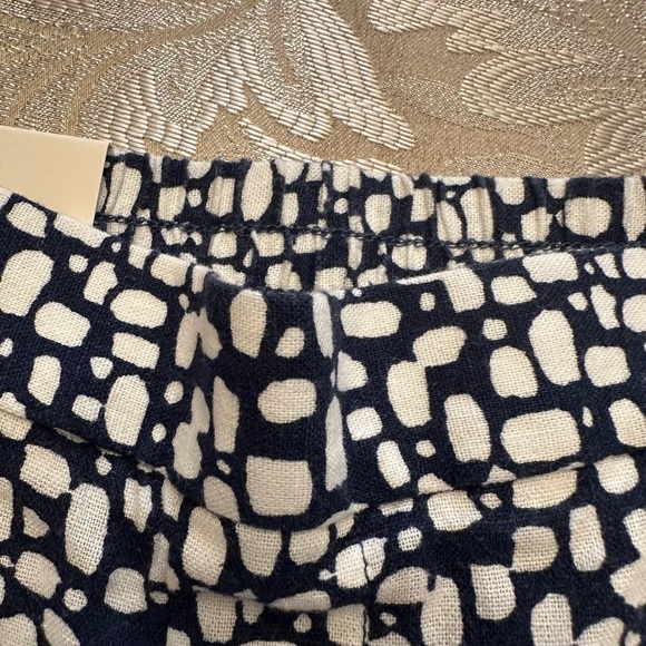 Banana Republic Navy and White Cropped Linen Blend Wide Leg Pants - Picture 4 of 5